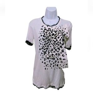 RED VALENTINO 3D Flower Leopard Print T Shirt Tee M Artsy #30